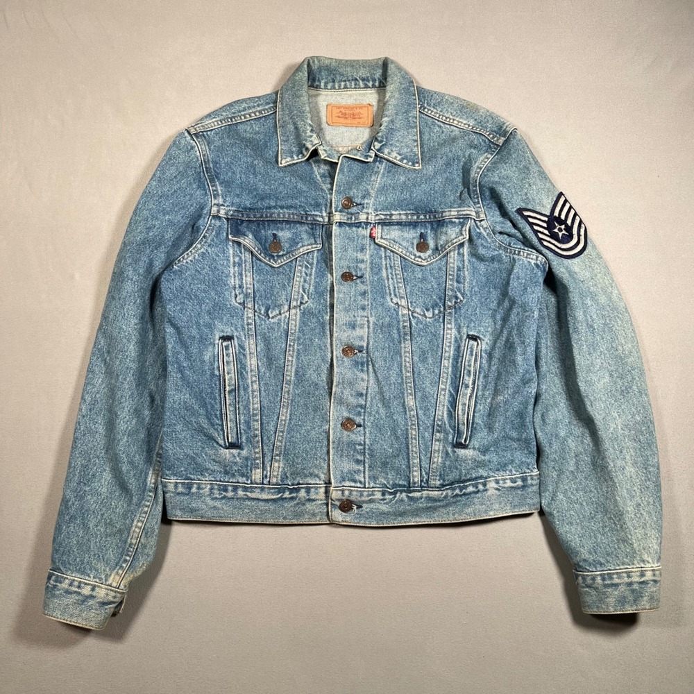 Vintage 80s Levis Type 3 Denim Trucker Jacket Mens 44L Air Force USA 70506 0216